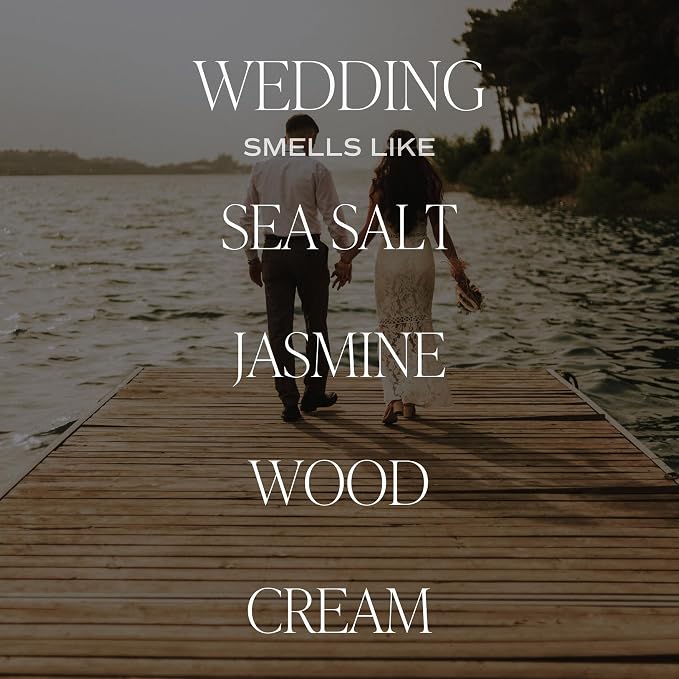 Sweet Water Decor Wedding Candle - Sea Salt, Jasmine, Cream, and Wood Scented Soy Wax Candle for Home - Engagement and Wedding Gifts for Women - 9oz Clear Jar, 40 Hour Burn Time, Made in the USA