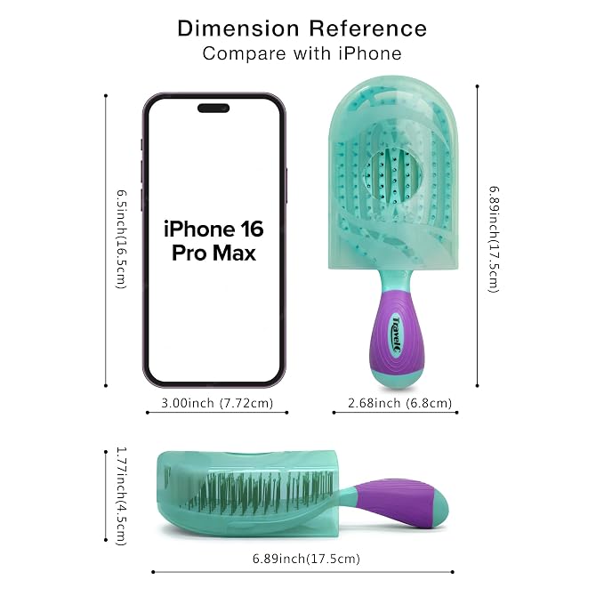 NuWay 4Hair® TravelC® U.S. Patented Single-Curve Scalp Care Travel Brush with Protective Case – Premium Portable Hair Health Tool with Heat-Resistant – Wet & Dry Use (Turquoise)