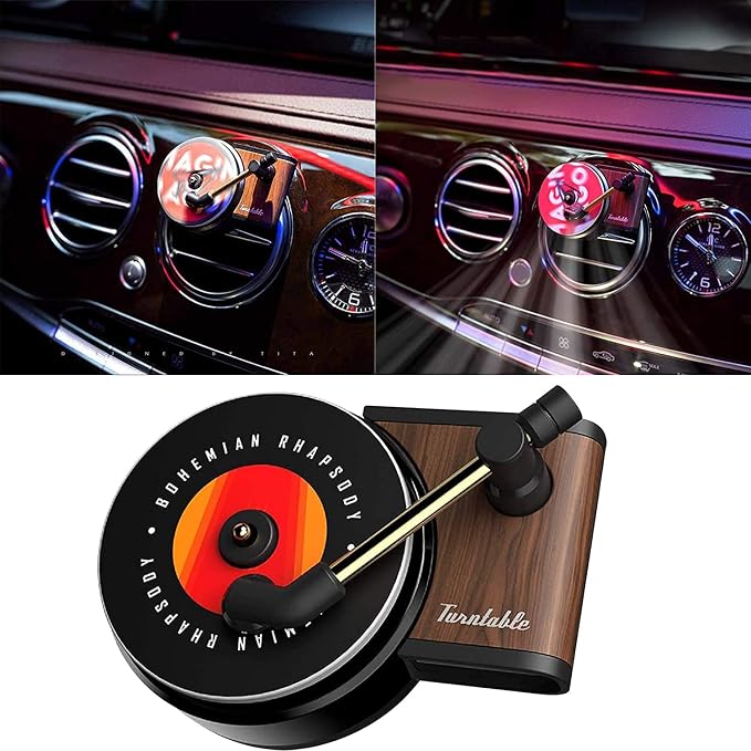 Car Vent Clip Aromatherapy Fragrance Diffuser, Car Retro air freshener Clip Car Record Player Design Turntable Perfume Vent Outlet