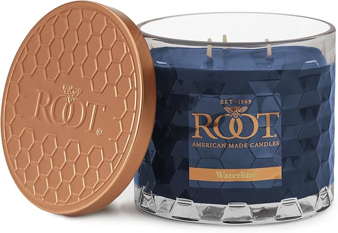Root Candles Scented Candles Honeycomb Beeswax Blend Premium Handcrafted Candle, 12-Ounce 3-Wick, Waterline