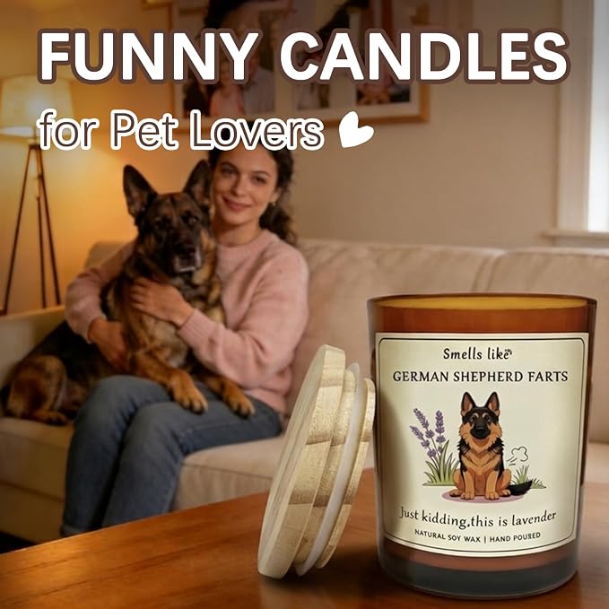 Gift for German Shepherd pet Owners & Dog Lovers - German Shepherd Dog Gifts for Women Crafted by Natural Soy Wax Lavender Scented Candle Perfect for Christmas Birthday Housewarming Home Decor