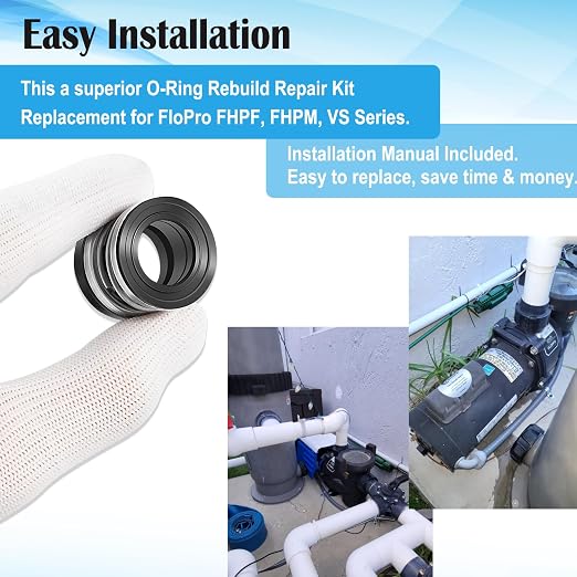 O-Ring Rebuild Repair Kit for Jandy Zodiac FHPF, FHPM, FloPro & VS FloPro Series Pool Pump, (Diffuser/Impeller/Backplate/Tail Piece Union/Trap Lid/Drain Plug) O-Rings/Water Slinger/PS-3890 Shaft Seal