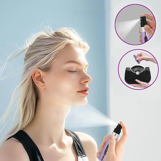 Perfume Atomizer Travel, 5ML Perfume Atomizer Refillables for Refill Portable Cologne Dispenser Small Spray, and 2Pcs Purse Hooks for Tables