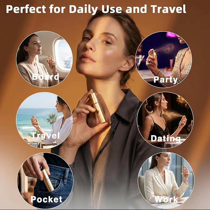 3PCS Perfume Travel Refillable, Perfume Atomizer Travel Perfume Bottle Refillable 5ml, Fast-Filling Leakproof Cologne Travel Bottle, Fragrances Dispenser Perfume Atomizer Spray for Men & Women