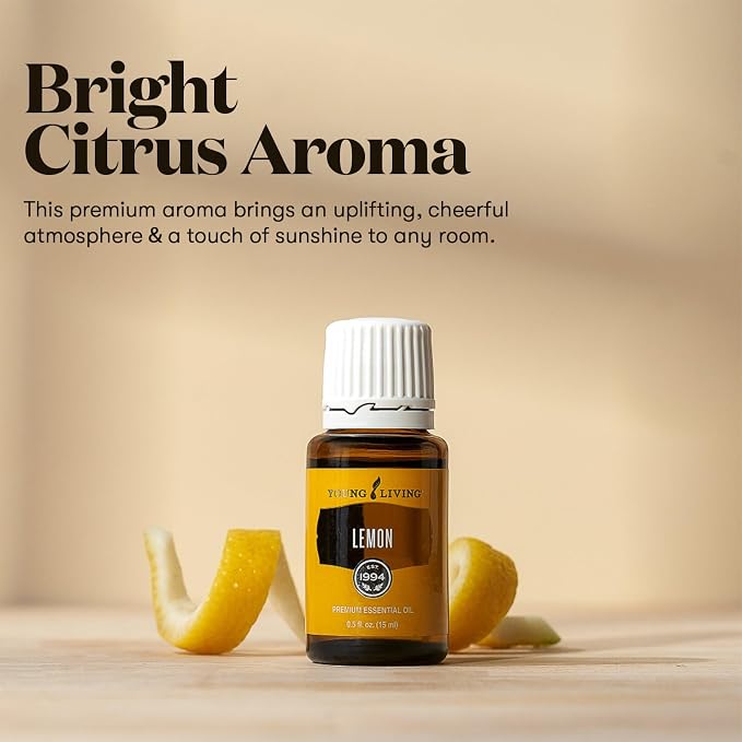 Young Living Lemon Essential Oil | 15 ml | Premium Citrus Oil for Skin Care, Aromatherapy Diffusion & Household Use | Fresh, Zesty Citrus Scent for Authentic Fragrance