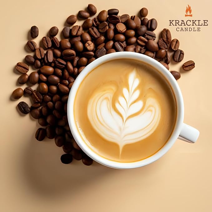 Krackle Candle | Vanilla Coffee | 16 oz Scented Candle with Natural Crackling Wooden Wick | Poured in the USA | Dark Roast Coffee & Vanilla Cream Fragrance