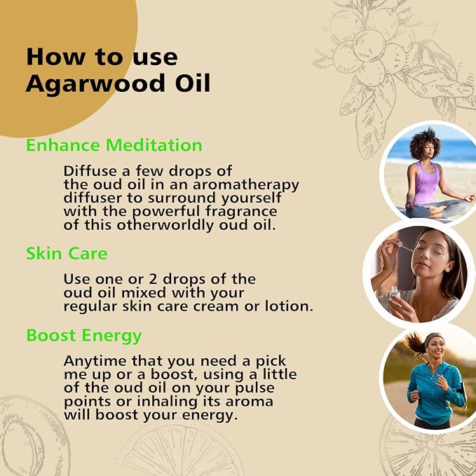 GM Gumili Agarwood Essential Oil, Pure Argawood Oud Oil for Aromatherapy, Meditation - 30ml/ 1 oz