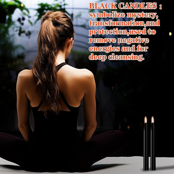 Kunrsug 24 Pack Black Spell Chime Candles – Premium Mini Unscented Taper Candles for Rituals, Prayer, Birthdays, Meditation, Altar, Spells, Chime Candles - 4 Inch Tall - Ideal for Witches
