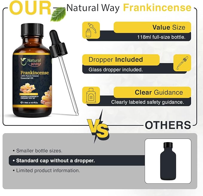 Frankincense Essential Oil | Pure Aromatherapy Oil for Diffusers, Hair Growth, Skin, Scalp Care, Massage | Refreshing Hair Oil for Women & Men | Natural Essential Oil for Diffuser | 4 Fl Oz (120 mL)