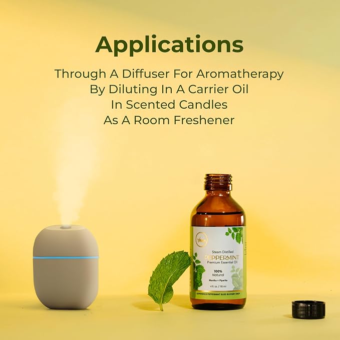 My ACE Peppermint Essential Oil 4 Fl Oz - Pure & Natural - Premium Grade for Aromatherapy, Diffuser, Skin, Hair, Massage, Candle & Soap Making, Home - Glass Bottle with Dropper - Long Lasting Scent