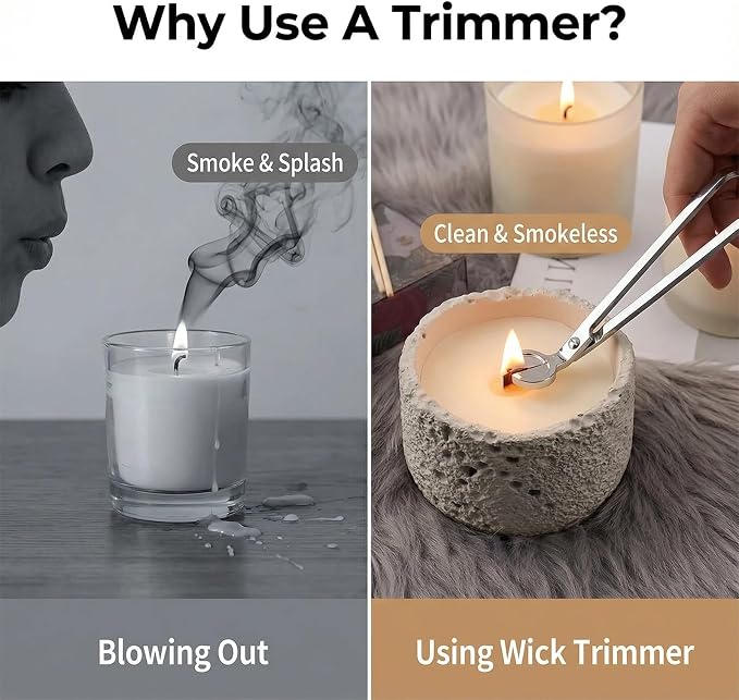 Candle Snuffer, Candlesnuffers Wick Snuffer Candle Accessory, Stainless Steel Wick Flame Extinguisher for Putting Out Candle Flame Safely (Silver Candle Wick Trimmer)