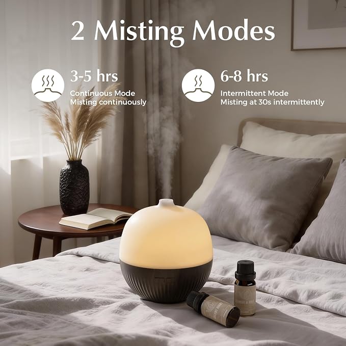 ARVIDSSON Essential Oil Diffuser, 100ml Aromatherapy Diffuser with Mood Light, Ultrasonic Oil Diffusers for Home, Small Diffuser for Essential Oils, Gift for Women - Dark Wood