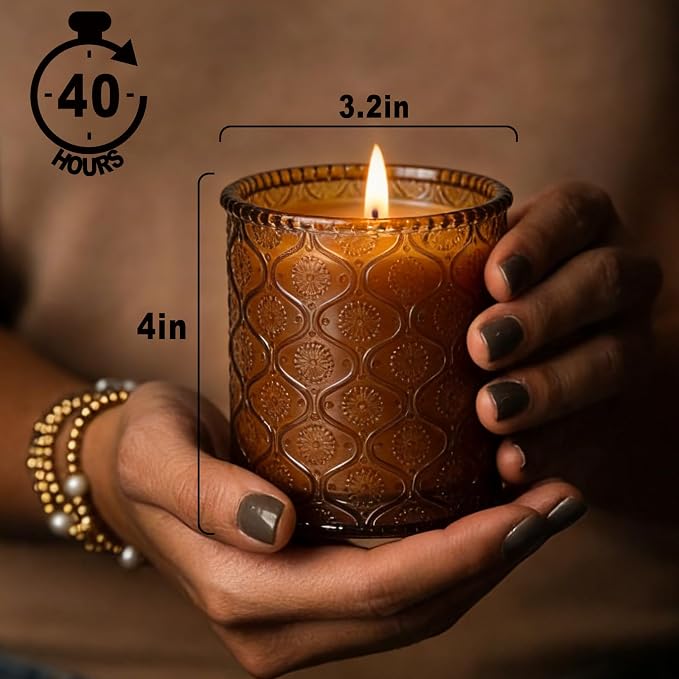 Organic Beeswax Candles in Glass Jar, 100% Pure Beeswax Jar Candles, 2-Wick Unscented Bees Wax Candle for Home, Gifts for Women & Men, Non Toxic, Natural, 40 Hour
