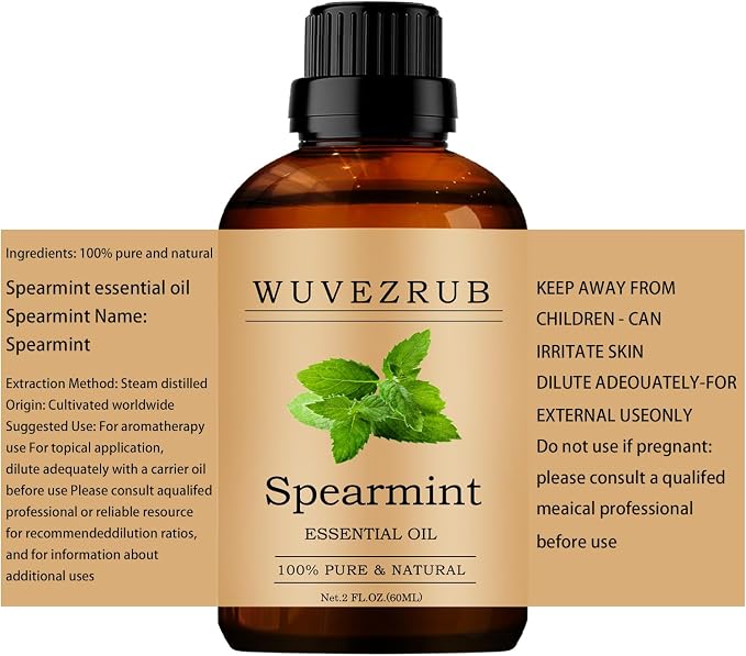 Spearmint Essential Oils 60ML, 100% Pure and Natural Essential Oil for Aromatherapy Diffuser - 2 Fl Oz/Spearmint