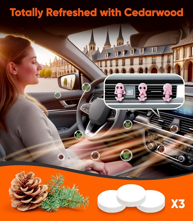 Skull Car Air Freshener Vent Clips, Goth Decor Interior, Gothic Halloween Cool Decoration Horror Skeleton Dashboard Accessories Spooky, Cute Funny Gifts for Men Women