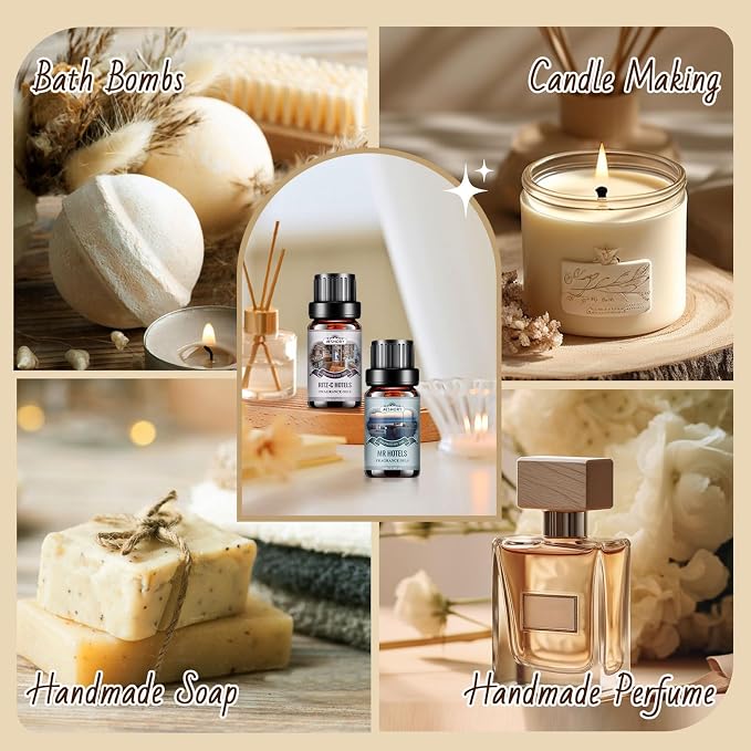 Hotel Diffuser Oils Gift Set - 6x10ML Luxury Fragrance Oil Blend, Hotel Scent Essential Oils Set for Diffuser, Candle, Soap Making Scents