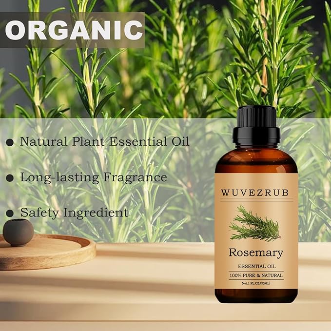 Rosemary Essential Oil, 30 mL (1 fl oz) for Diffuser & DIY | Pure & Natural Rosemary Oil, Long-Lasting Fragrance, Multi-use for Diffuser, Soap & Candle Crafting