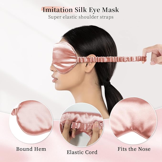 my novel things Satin Pillowcase Gift with Silk Satin Sleep Mask 4 Scrunchies, 2Pack Standard Size Pillow Cases Luxury Gifts for Women Mom Mother Wife Birthday Valentines Day Wedding for Girlfriend