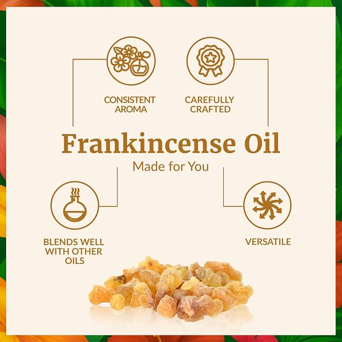 SVA Frankincense Essential Oil – 4 Fl Oz – for Diffuser, Skin & Hair Care – Ideal for Aromatherapy, Massage & DIY Blends – with Dropper