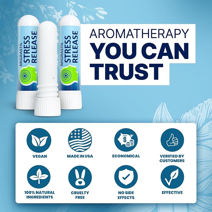 Basic Vigor Vertigo Ease Roll-on and 2-Pack Migrastil Stress Release Inhaler Bundle