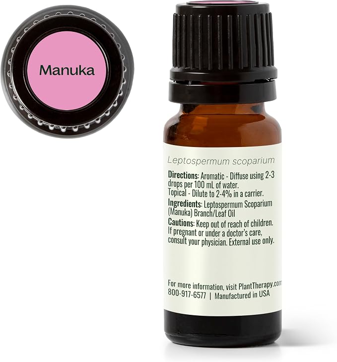 Plant Therapy Manuka Essential Oil 10 mL (1/3 oz) 100% Pure, Undiluted, Soothing Relief for Skin Blemishes and Respiratory Irritation