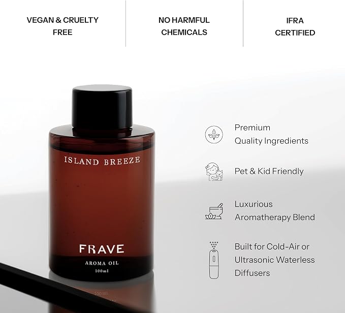 Island Breeze Hotel Diffuser Oil, 100ml 3.38oz Aroma Oil, Scent Inspired by Tropical Island Resorts & Escapes, Aromatherapy Refill Fragrance for Waterless Cold Air Diffusers, Home, Office, Hotel
