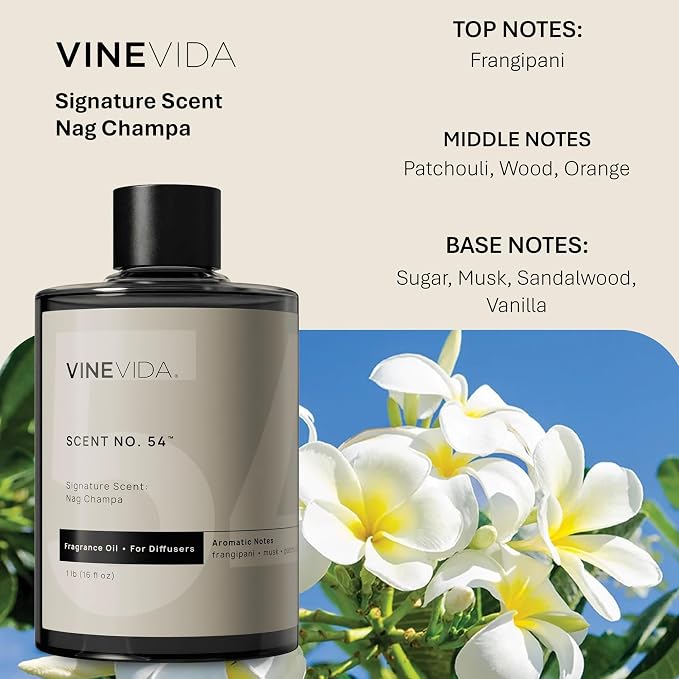 VINEVIDA [16 Fl Oz] Nag Champa Fragrance Oil for Cold Air Diffusers, Essential Oils for Diffuser Oil Refill & Air Freshener Room Spray