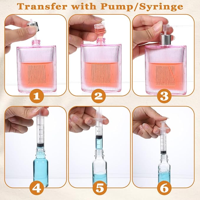 20 Pcs Perfume Decanter Kit, Plastic Perfume Dispenser Transfer Tools, Perfumes Syringe Extractor & Funnel Set, Plastic Fragrance Decant Kit for Travel, Cologne & Essential Oils (Clear)