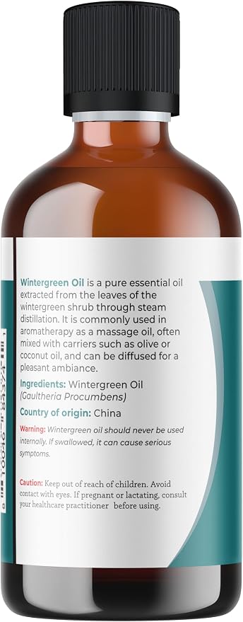 Viva Doria Wintergreen Essential Oil, 100% Pure, Natural Essential Oil, Undiluted, for Aromatherapy | Food Grade, 118 mL (4 Fluid Ounce)