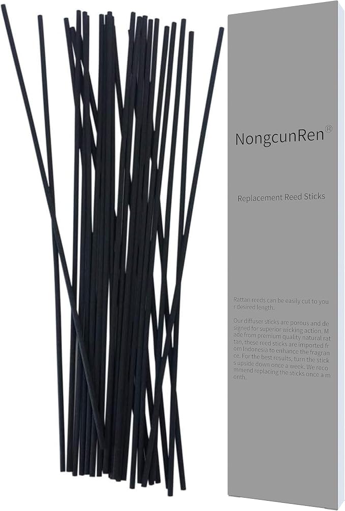 50pcs Black Refill Diffuser Sticks 12 inch x 4 mm Reed Diffuser for Home Fragrance Accessories Diffuser Oil Refill Office Decoration