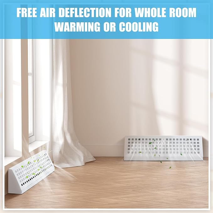 Yaocom 2 Pcs 15 Inch Baseboard Register Duct Opening Size Vent Covers for Home Floor Diffuser Wall Corner Baseboard Air Covers Floor Diffuser Including Screws Easy Installation(White, Plaid)