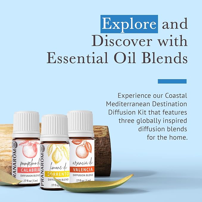 Pranarom - Coastal Mediterranean Diffusion Blend Kit 3-Pack 5ml - Home Aromatherapy - 100% Pure Organic Ingredients - Sustainably Sourced, Certified Organic Quality