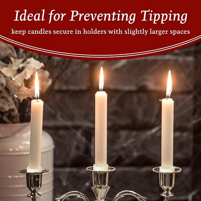 12pcs Silicone Rubber Candle Grippers - Non-Slip Adapter Hugger Rings for Taper Candles, Holders & Cups, Drip Protector to Keep Bougie Upright for Tapers and Candles