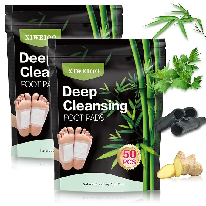 2 bags 100 Pack Foot Pads KIT Ginger Oil & Bamboo Charcoal Premium Foot Care Patches Original Deep Cleansing Foot Pads, Natural Moisturize for Better Sleepf christmas gifts for women