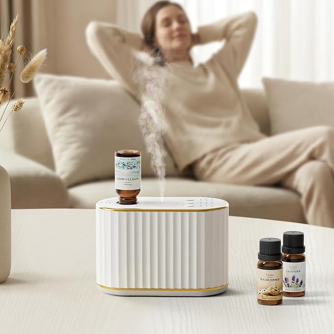 Waterless Diffuser for Home Essential Oil Diffuser, Wireless Aromatherapy Diffuser with 4 Mist Levels, 3 Time Setting, Portable Aroma Diffuser, Mini Home Fragrance for Bedroom, Office, Studio