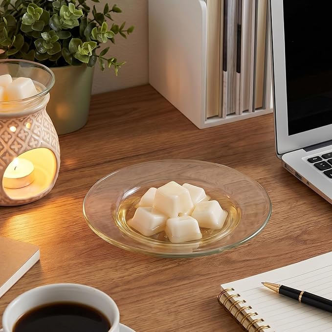Patelai 2 Pcs 4.5 Inches Replacement Oil Warmer Dish Round Glass Dish Wax Melt Candle Warmer Bowl Plate Lid Tray for Aroma Lamp Electric Lamps Oil and Tart