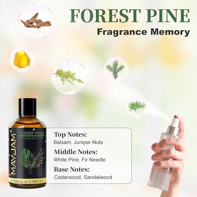 Forest Pine Fragrance Oil Essential Oil, MAYJAM 3.38FL.OZ Forest Pine Oil for Diffusers for Home, Long Lasting Scented Oils for Soap Candle Making - 100ML