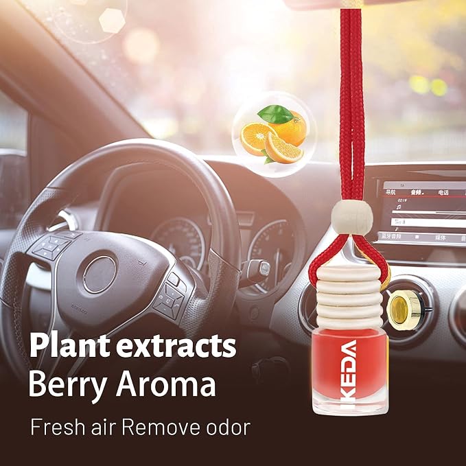 ikeda fragrance Car Air Freshener 4ml Car Scents | 45-Days Keep Fragrance | Automotive Hanging Diffuser Bottles | Remove Auto Odor Long-Lasting Fresh Air for Home Deodorizer…… (Berry)
