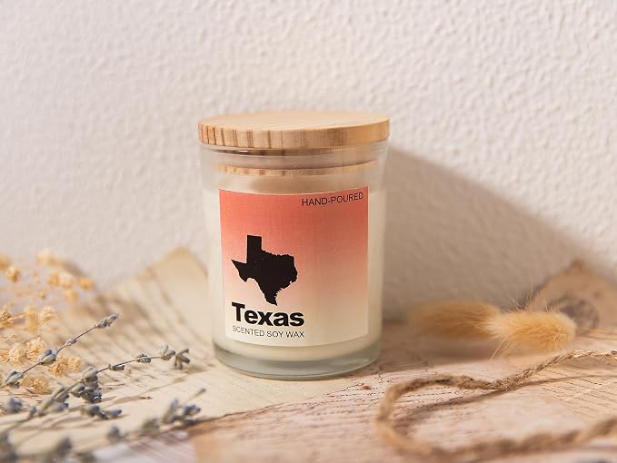 Texas Gifts, Texas Themed & Souvenirs Gifts, Home Sick Sandalwood Scented Candle, Natural Soy Wax & Natural Essential Oils