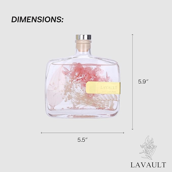 Lavault Reed Diffusers for Home - Greenwhite Ornaments - 100% Natural Materials - Long-Lasting Fragrance - Relaxing Atmosphere, Easy-to-Use & Eco-Friendly, Reusable Glass Bottle Empty Spirit Aroma