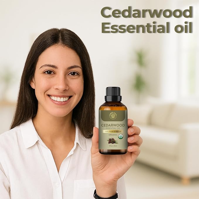 Cedarwood Essential Oil | USDA Certified Organic Cedarwood Oil | for Hair and Skin | Woody and Earthy Aroma for Diffuser | DIY Uses | 30ml