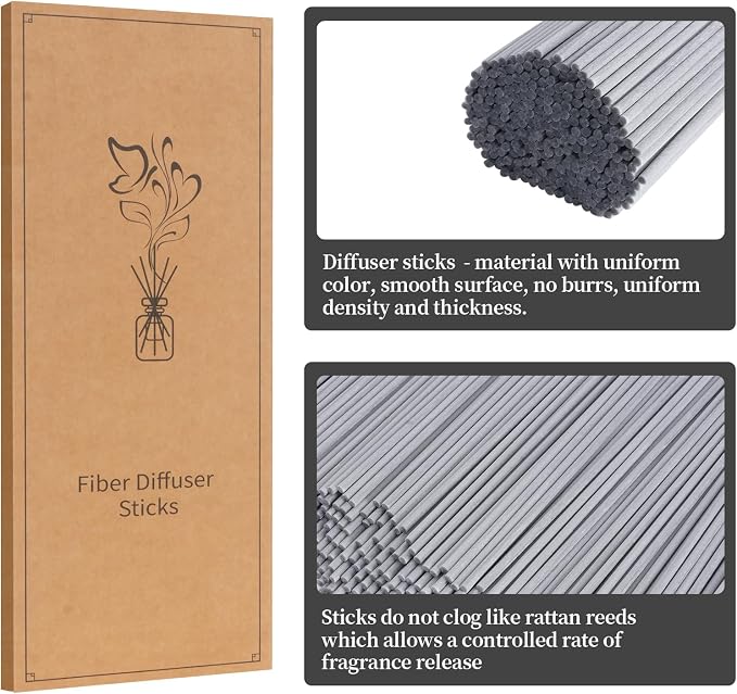 130Pcs Grey Fiber Reed Diffuser Sticks-7.5Inch/3mm Reed Sticks Essential Oil Aroma Diffuser Reeds Aroma Fragrance Refills (3mm X 19cm (130pcs))