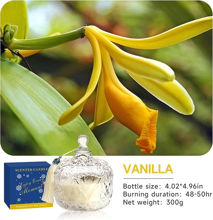 Vanilla Candle,7oz Jar Scented Candles Gift for Women,Home Decor | Long Burning,Clean Soy Wax Jar Candle,Home Fragrance,Aroma,Thoughtful Gift for Holiday,Birthday,Mother's Day,Housewarming