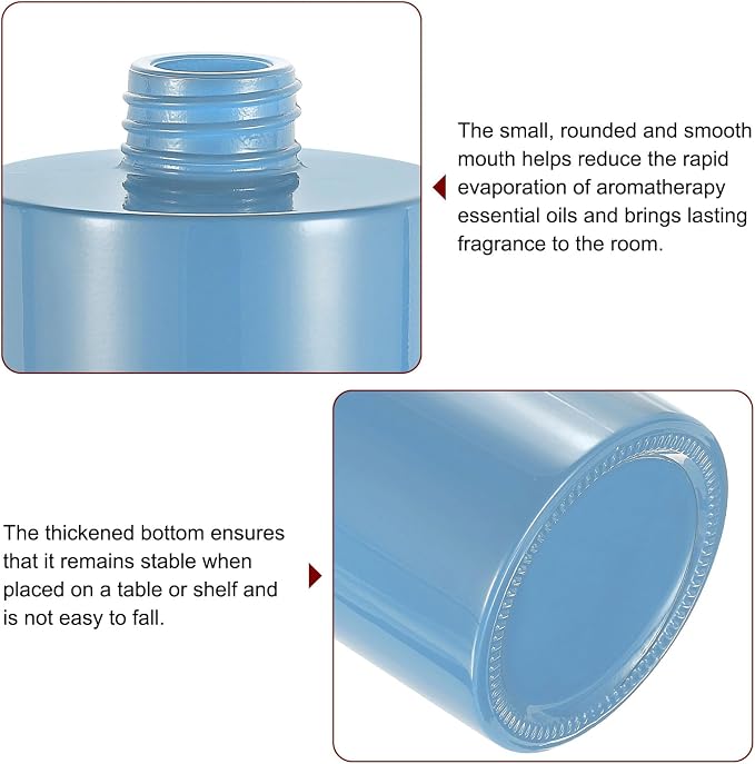 HARFINGTON 2pcs Empty Glass Diffuser Bottle 140ml/4.7oz Refillable Fragrance Accessories Aromatherapy Jar Container for Replacement Reed Diffuser DIY Home Bathroom Blue with Silver Tone Cap