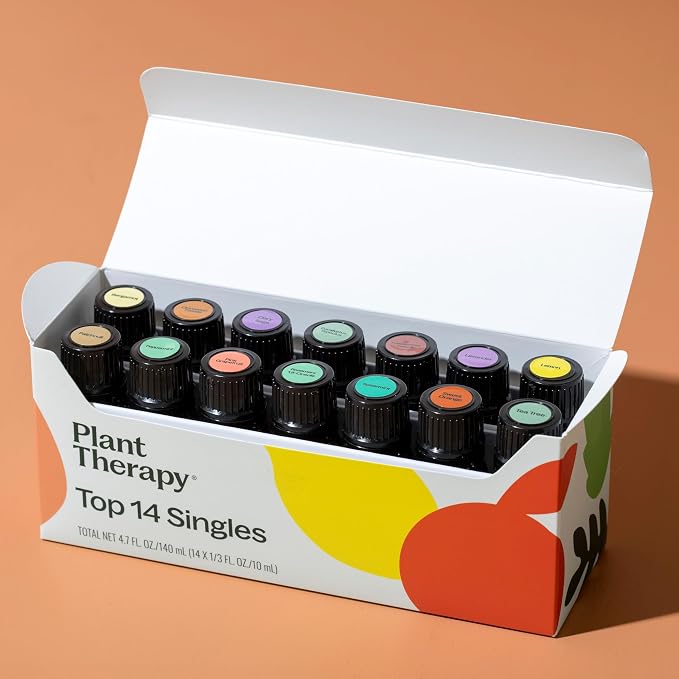 Plant Therapy Top 14 Essential Oil Set, 10 mL (1/3 oz) Bottles of Lavender, Eucalyptus, Peppermint, Orange Sweet, Lemon & More, 100% Pure, Undiluted, for Topical Use & Essential Oil Diffusers