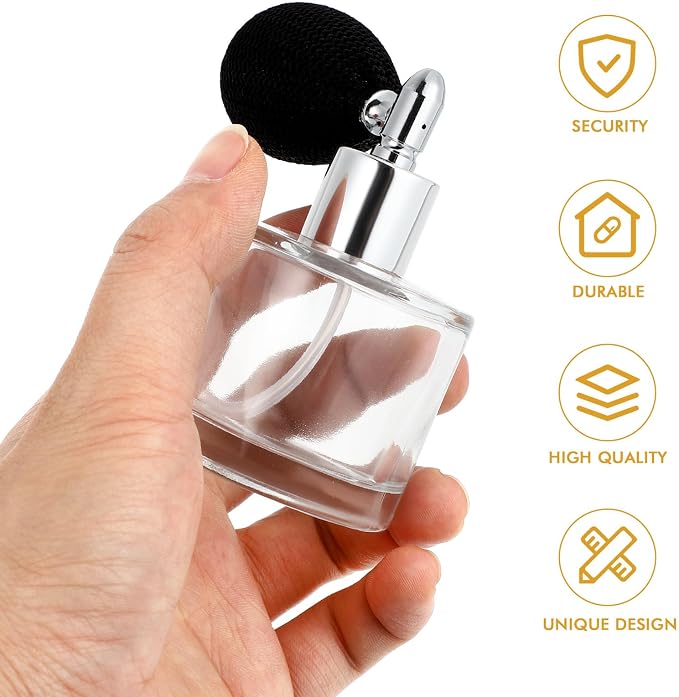 HEALLILY Refillable Perfume Bottle 3.54In Fine Mist Spray Atomizer Leakproof Clear Glass Travel Container for Fragrance Dispensing