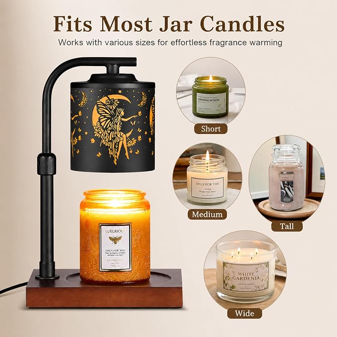 Candle Warmer Lamp with Adjustable Height Dimmable for New Home Decor Electric Candle Warmer for Jar Candles Birthday Gifts for Women Mom(Moon)