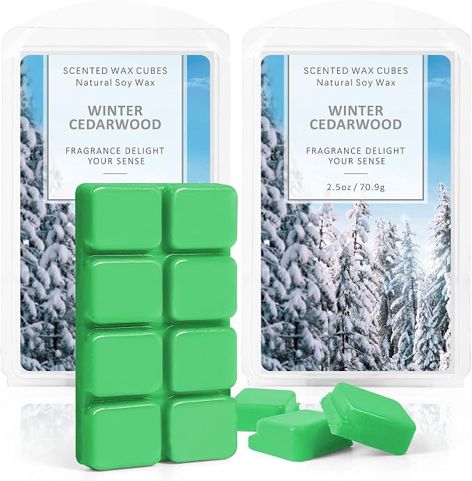 SCENTORINI Wax Melts Wax Cubes, Winter Cedarwood Candle Wax Melts Strong Scent, Soy Scented Wax Melts for Wax Warmer Christmas Home Decor, 2 x 2.5 oz