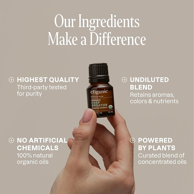 Cliganic Organic Essential Oils Blend - Deep Breaths - State of Flow (Packaging May Vary)