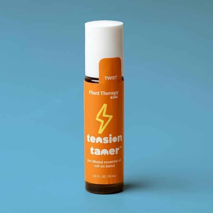 Plant Therapy Kids Tension Tamer Essential Oil Blend Pre-Diluted Roll-On 10 mL (1/3 oz) 100% Pure, Tension Headache Relief for Head and Neck
